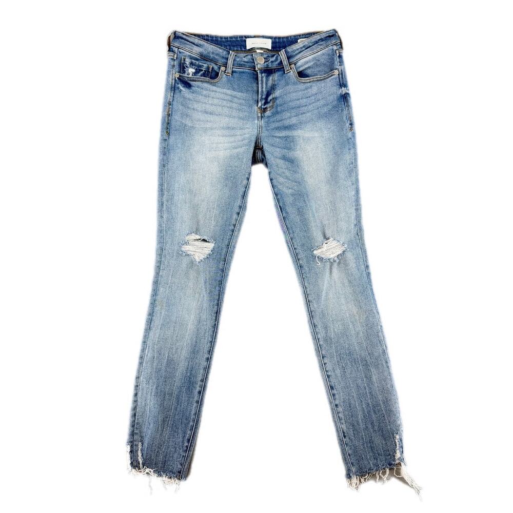 Dear John Joyrich Skinny Light Wash Distressed Denim Stretch Cotton Blend Jeans